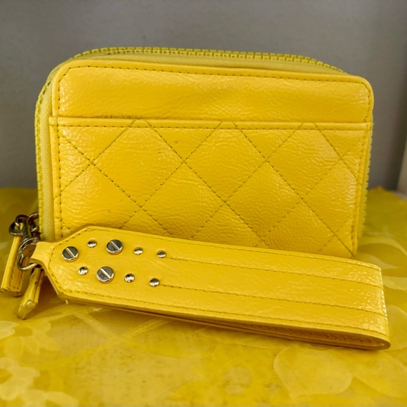 Yellow Quilted Women's Wristlet Wallet - Picture 1 of 15